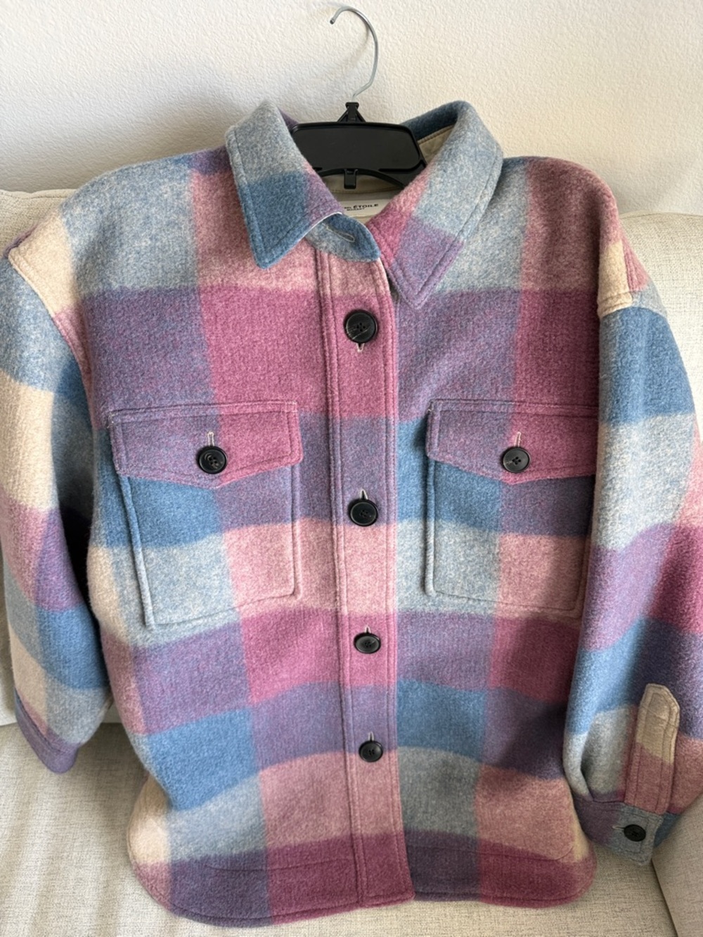 Isabel Marant Multicolor Plaid Wool Shacket in Pink, Blue, Cream Size 34